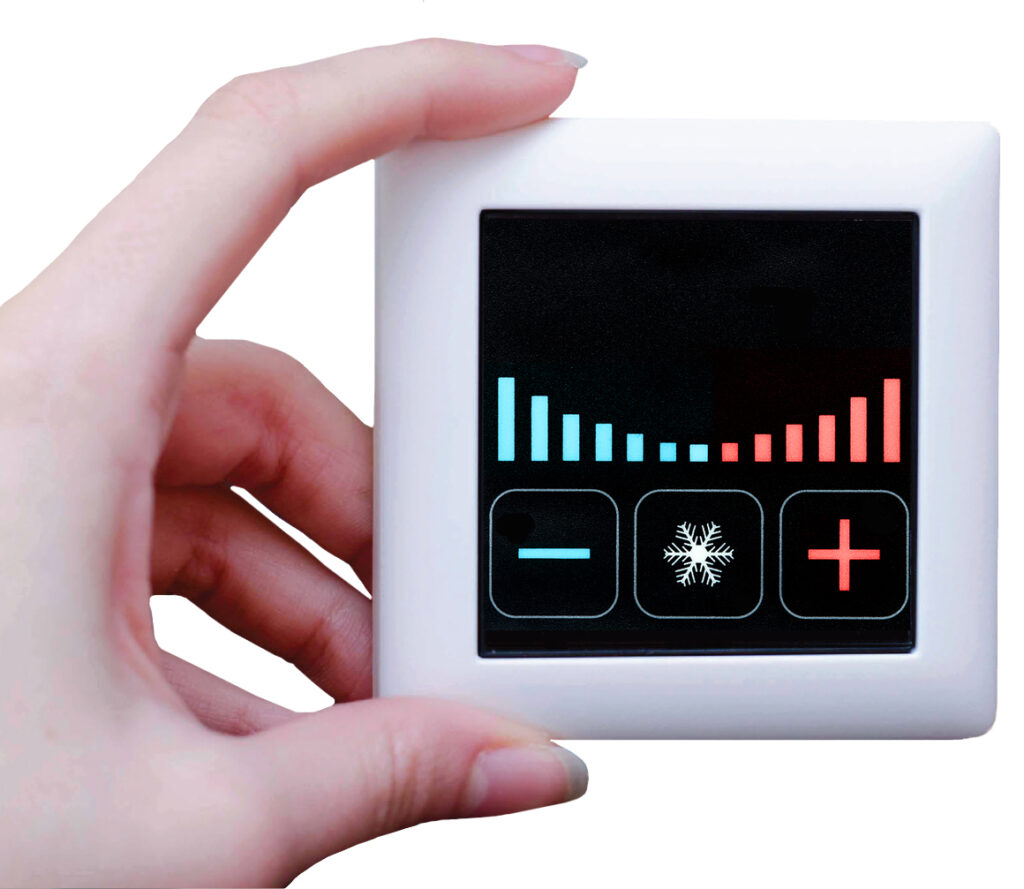 The development project aims to reduce air conditioning costs and energy consumption in tourist accommodation. Our control system with built-in hardware learning features, low-energy Bluetooth smart sensors to detect the guest location, combines separate actuator mechanisms in the room into a single smart unit: the result is significantly improved living conditions.